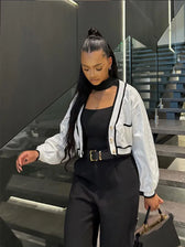 V-neck Cropped Contrasting Cardigan