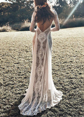 Elegant White Backless Hollow Out Lace Maxi Dresses Spring 5