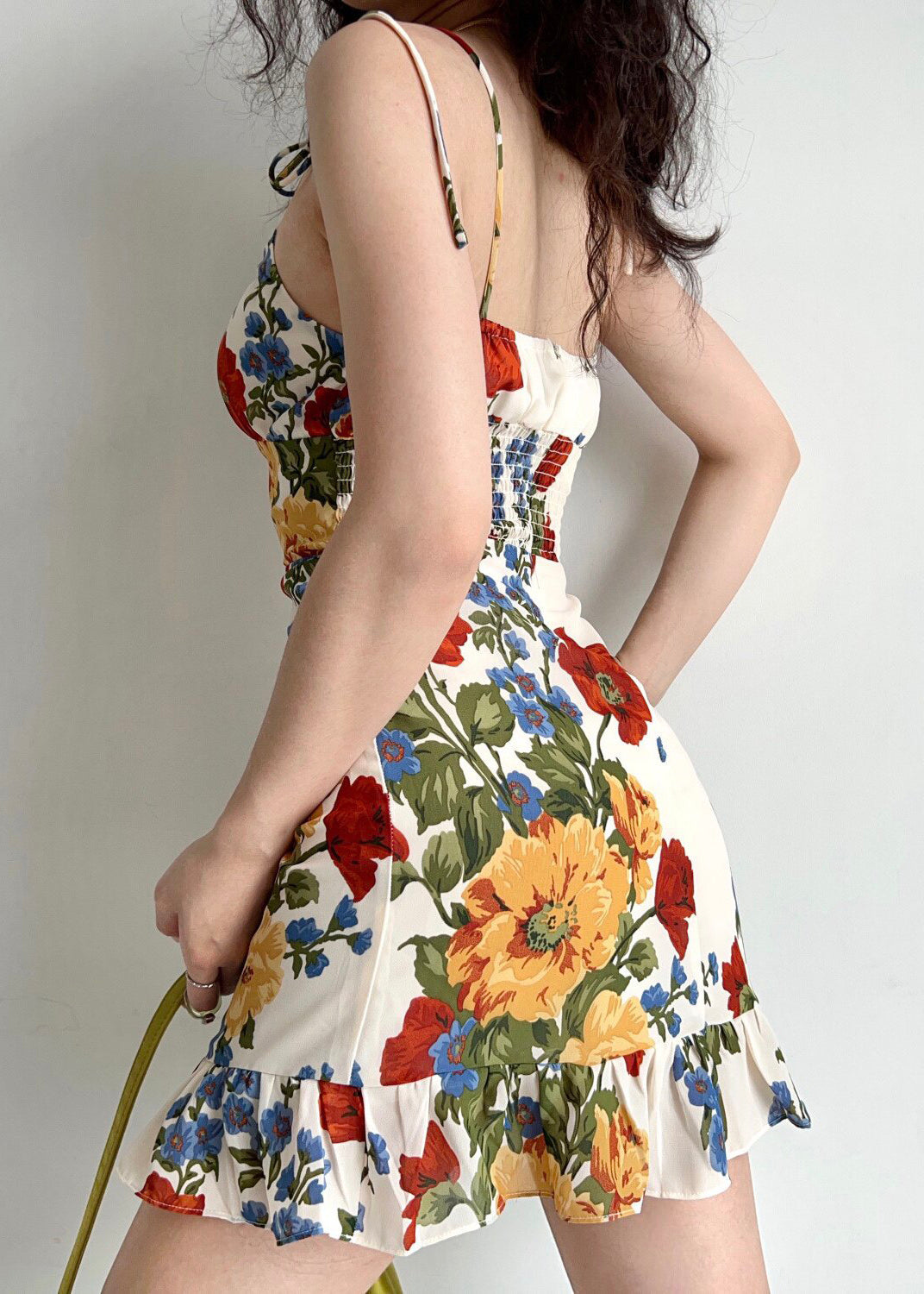 Chiffon Floral Ruffle Mini Dress