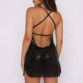 Sequin Cowl Neck Spaghetti Strap Mini Dress 4