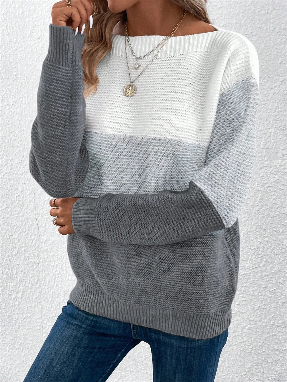 Carys | Colorblock Boat-Neck Sweater