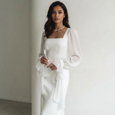 Satin Square Neck Long Sleeve Mermaid Maxi Dress 3