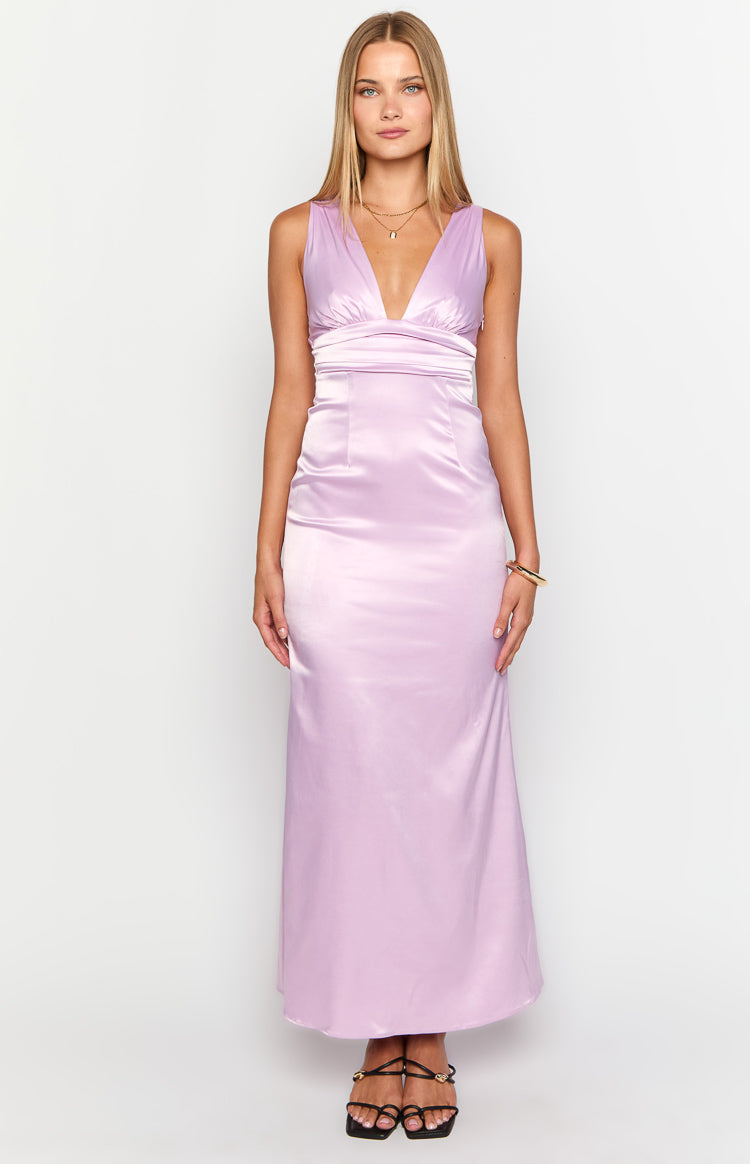 Satin Square Neck Cut Out Back Ruched Waist Maxi Dress 2