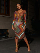 Elinda Long Sleeve Mesh Midi Dress 4