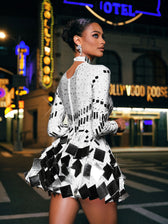 Long Sleeve Embellished Mini Dress In White - View 6