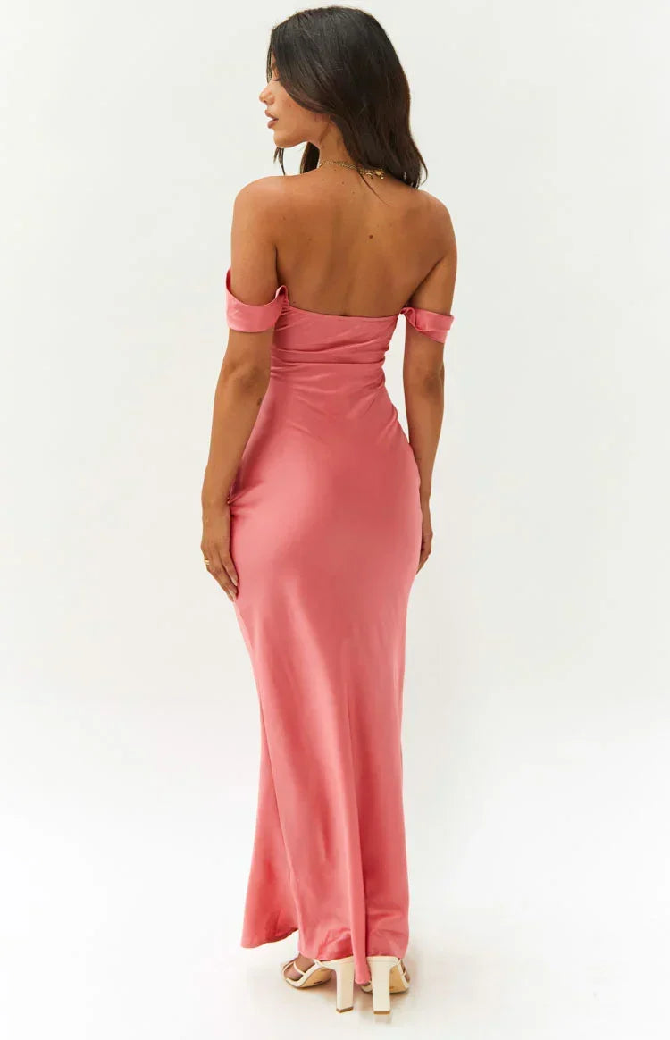 Ella Pink Off Shoulder Prom Dress