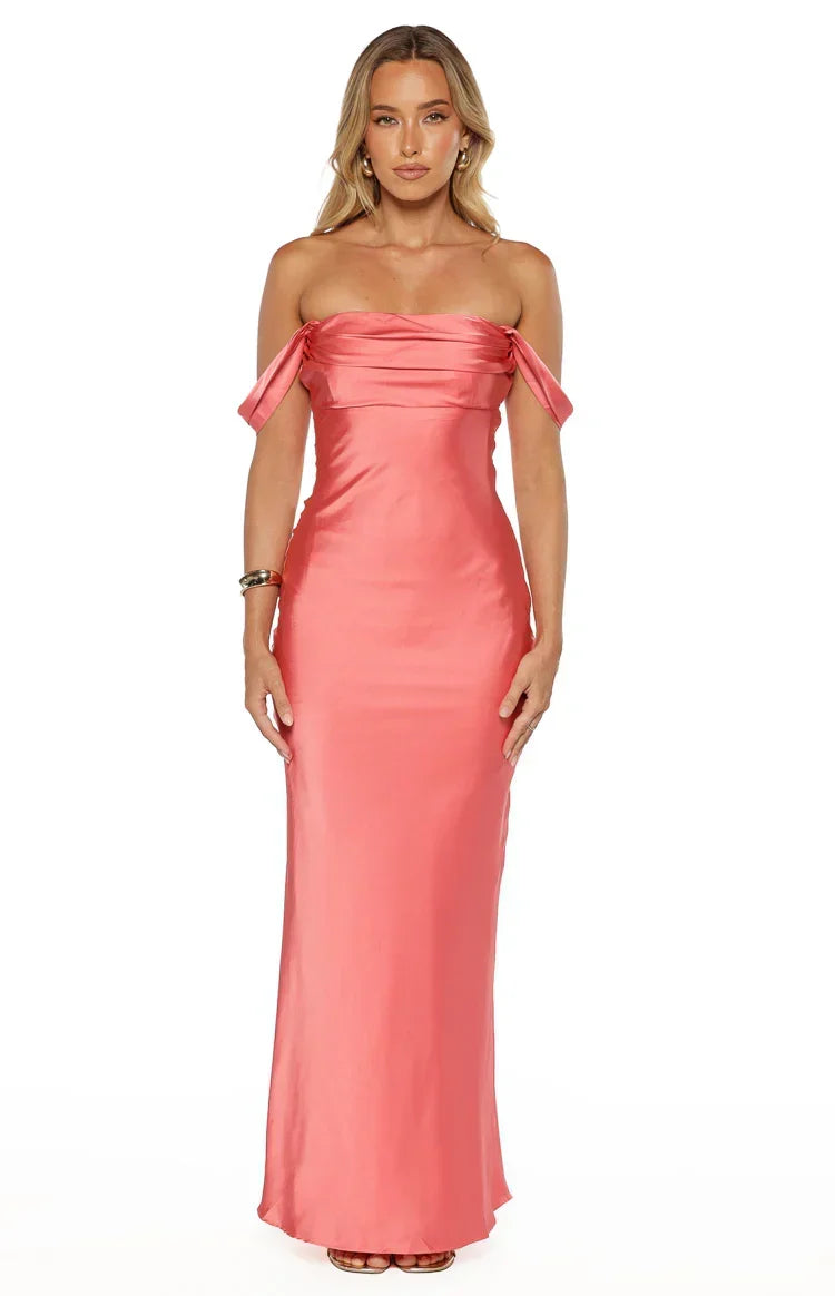 Ella Pink Off Shoulder Prom Dress