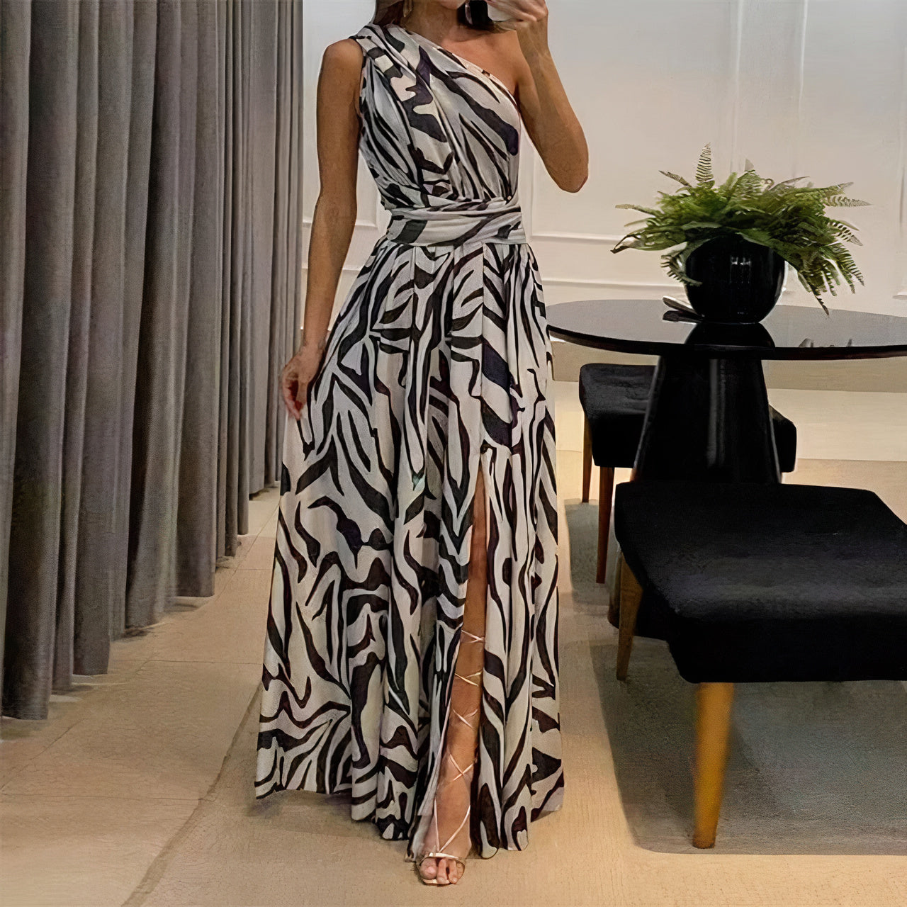Flavia Timeless Fashionable Dress with Print Elevated Occasion Wear