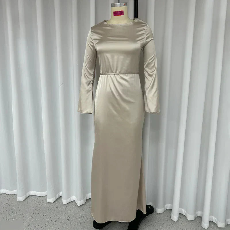 Autumn Fashion Slim Flare Sleeve Lace Up Maxi Dress - View 4