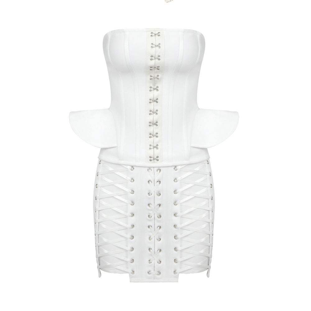 Elle Heart Laces Bustier & Skirt Set