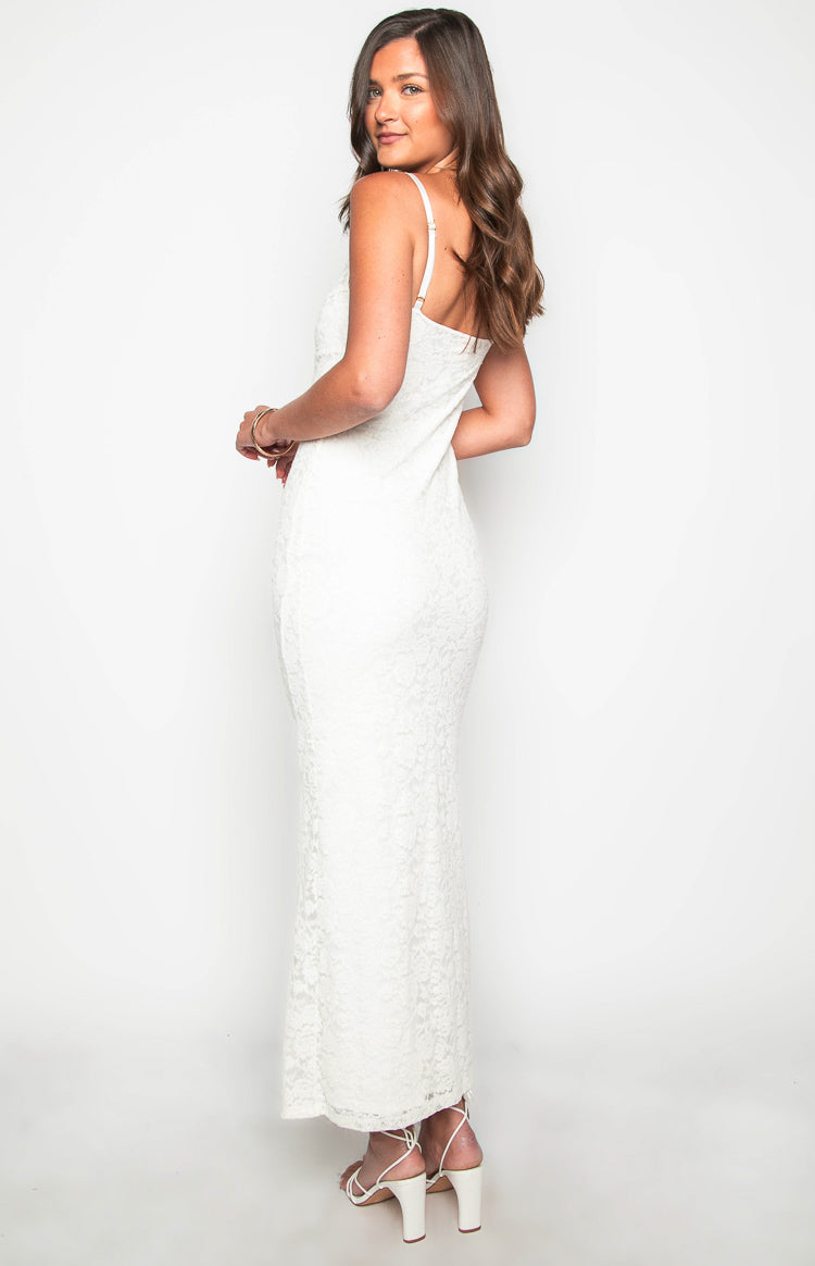 Textured Lace Scoop Neck Spaghetti Strap Fitted Maxi Dress 5