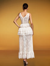 Spaghetti Lace Floral Maxi Dress - View 6