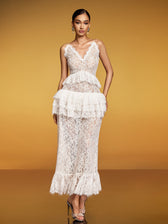 Spaghetti Lace Floral Maxi Dress