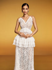 Spaghetti Lace Floral Maxi Dress - View 3