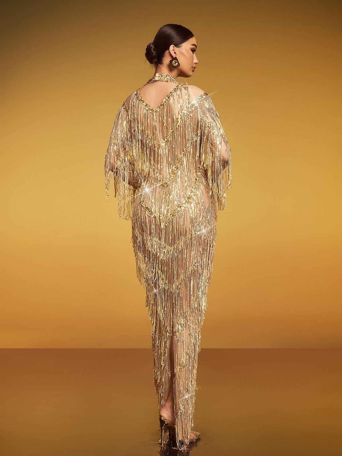 Fringe Sequin Maxi Dress - View 6