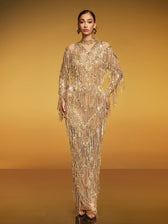 Fringe Sequin Maxi Dress