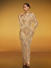 Fringe Sequin Maxi Dress - View 3