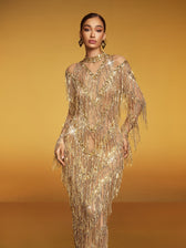 Fringe Sequin Maxi Dress - View 5