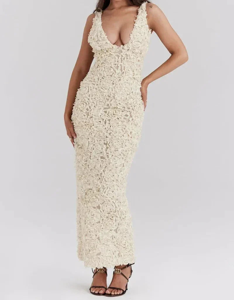 Arelith Glamour A Line Floral Maxi Dress