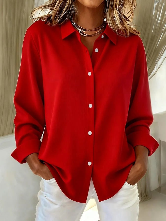 Roll Sleeve Button Front Collared Shirt