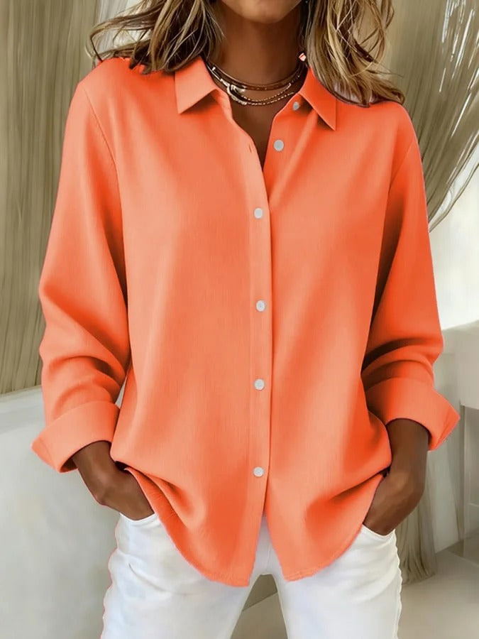 Roll Sleeve Button Front Collared Shirt