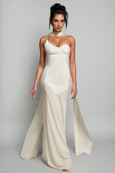 Tyvef Strapless Draped Bandage Maxi Dress - View 4