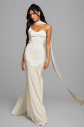 Tyvef Strapless Draped Bandage Maxi Dress - View 2
