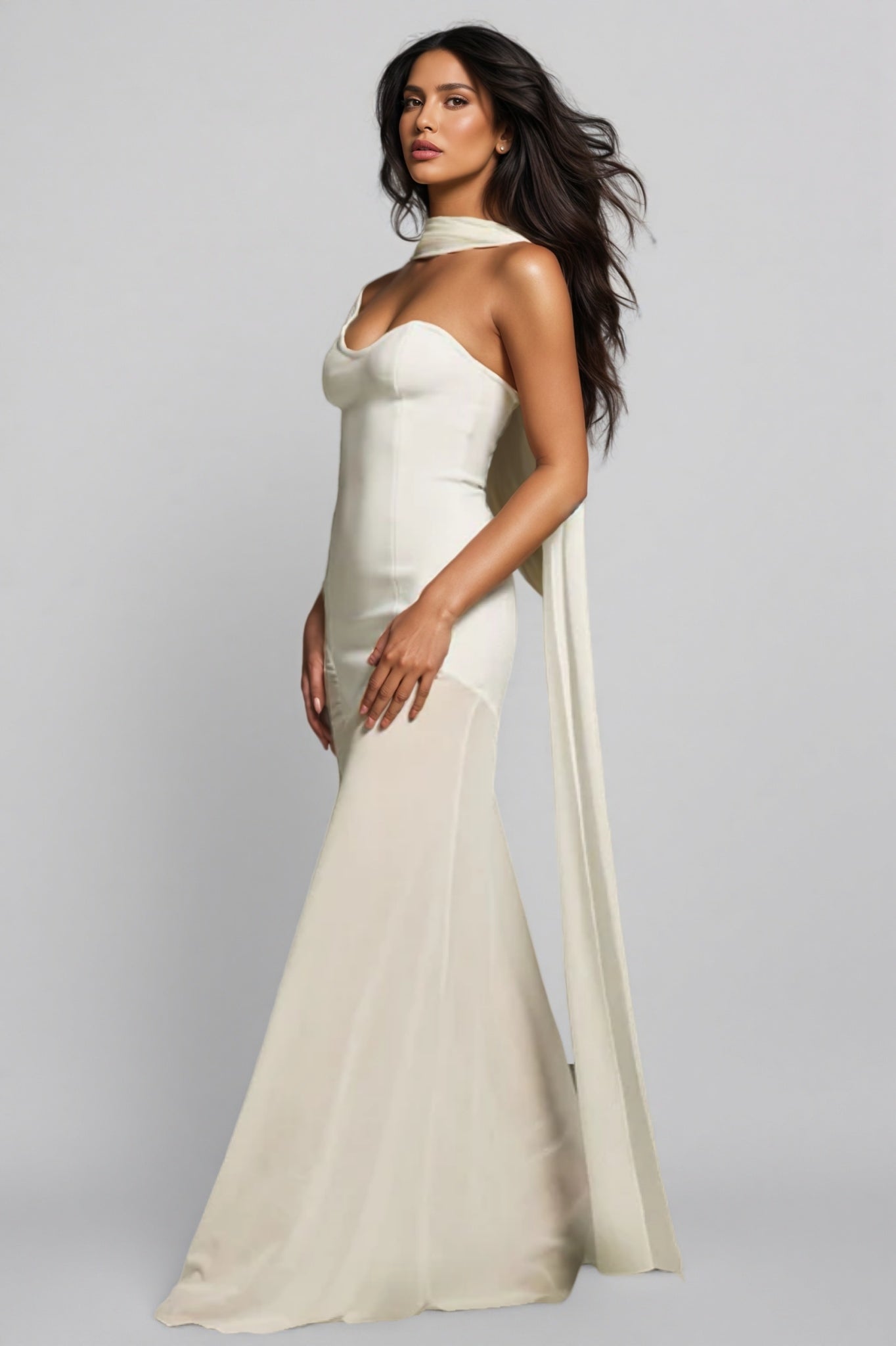 Tyvef Strapless Draped Bandage Maxi Dress - View 3