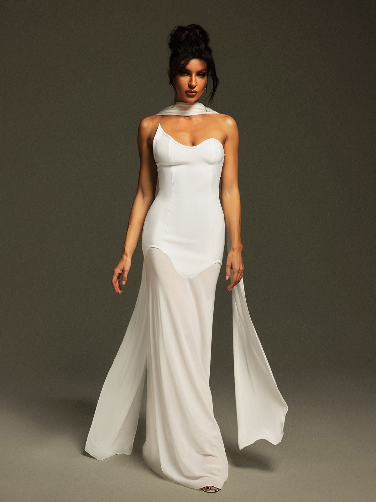 Strapless Draped Bandage Maxi Dress