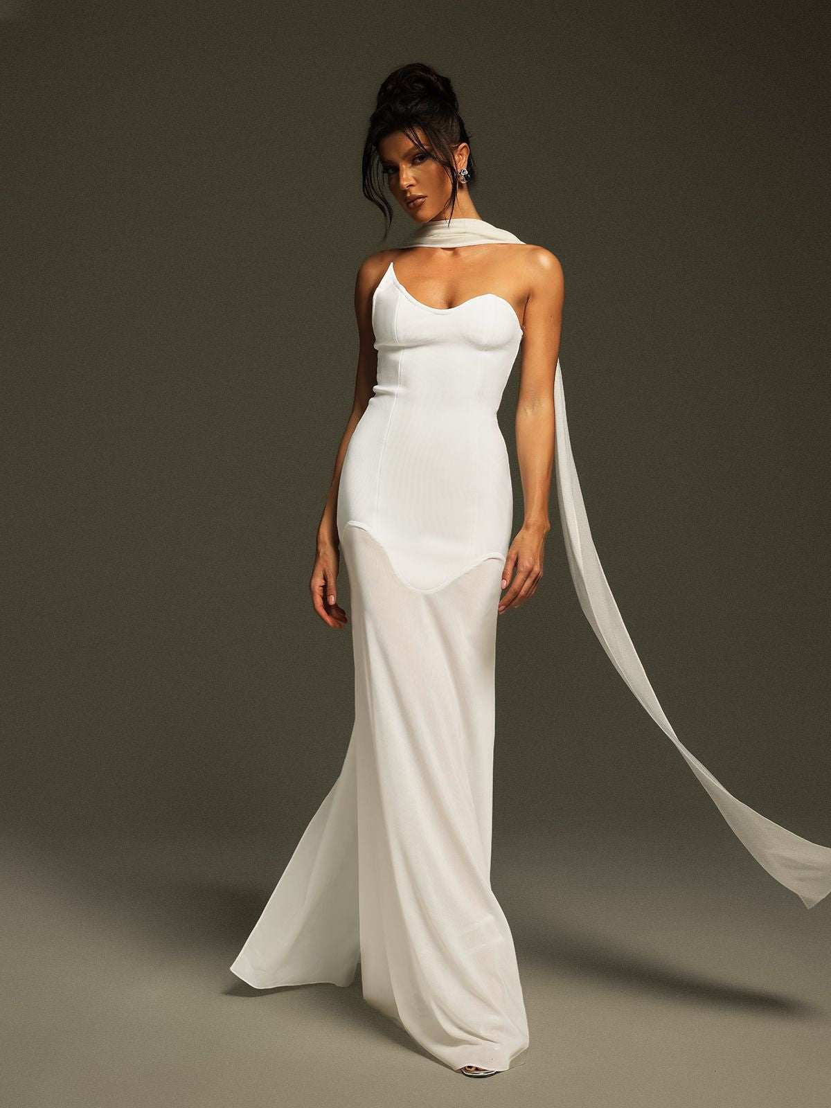 Strapless Draped Bandage Maxi Dress - View 4