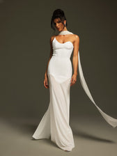 Strapless Draped Bandage Maxi Dress - View 4