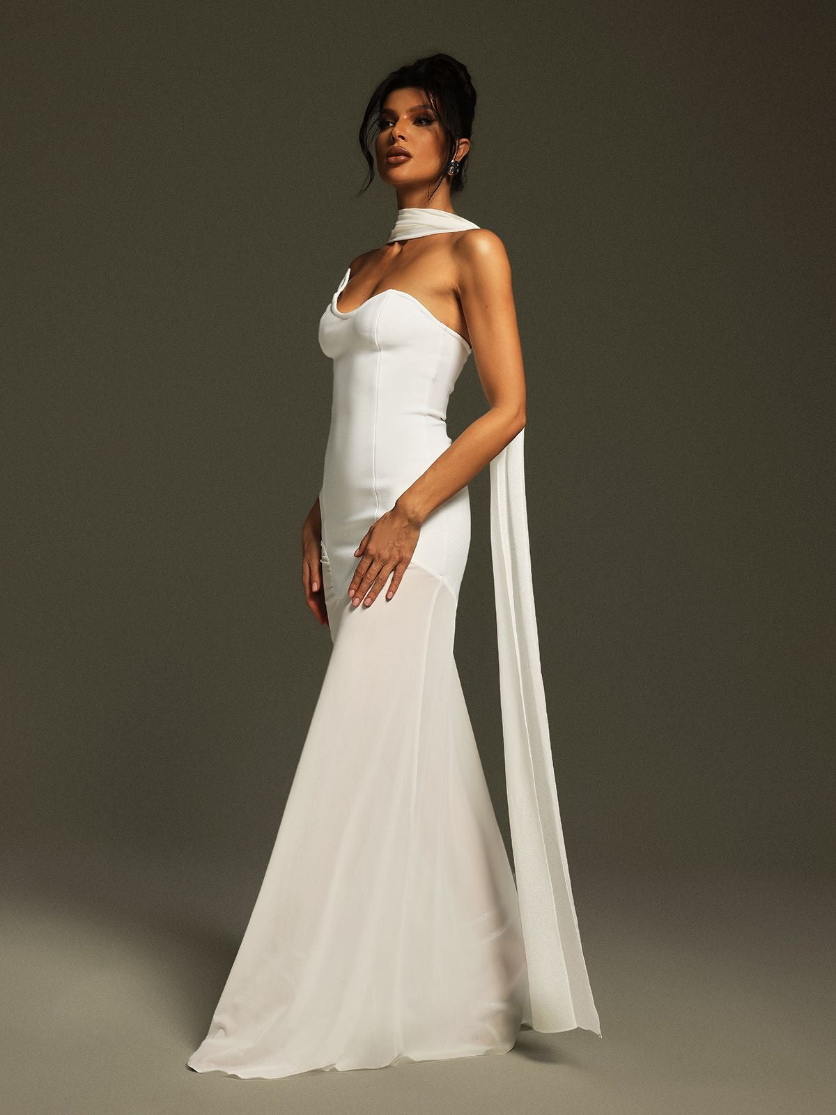 Strapless Draped Bandage Maxi Dress - View 5