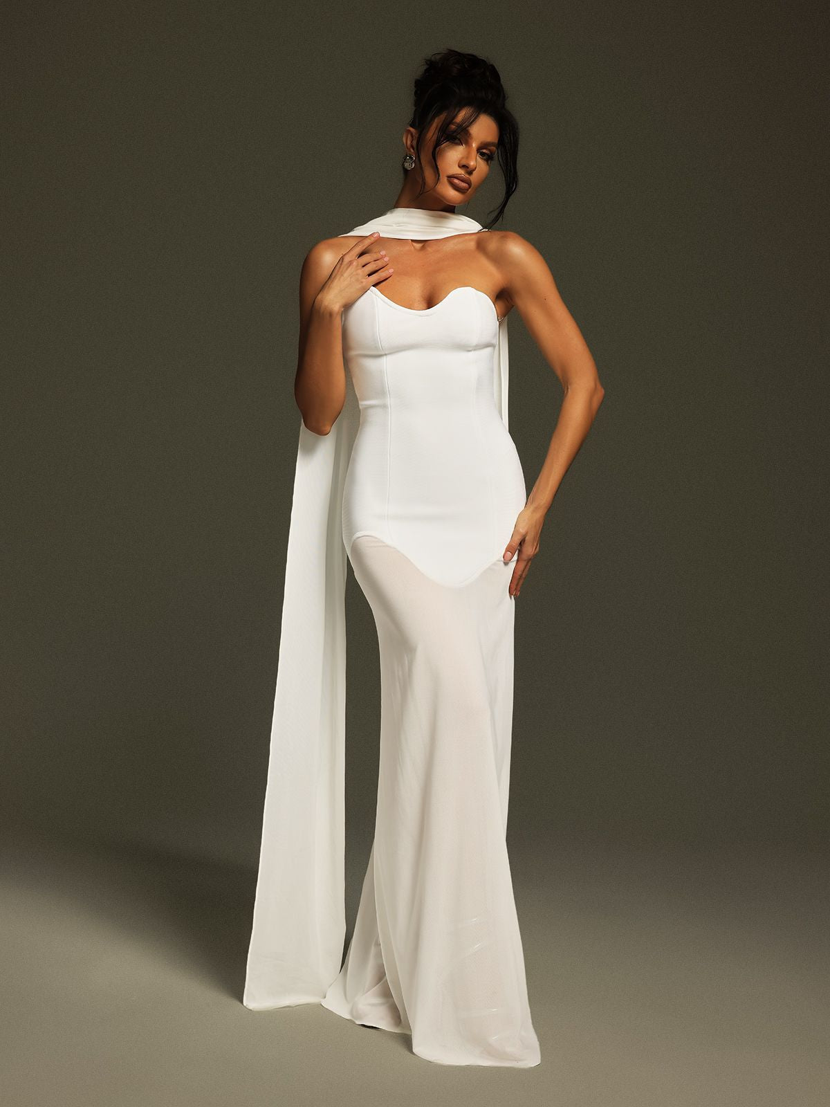 Strapless Draped Bandage Maxi Dress - View 2