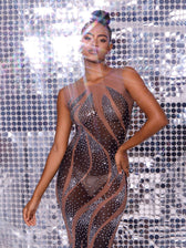 Emmaline Rhinestone Mesh Maxi Dress 3