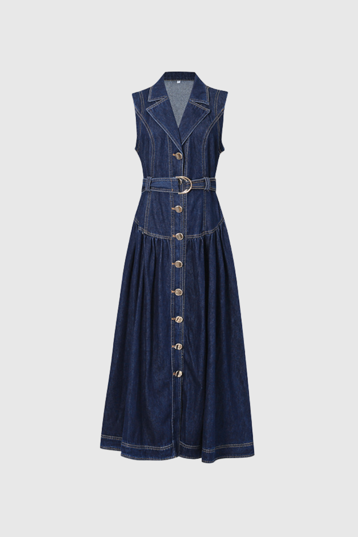 Emmanuel Bare-Arm Denim Midi Dress In Blue