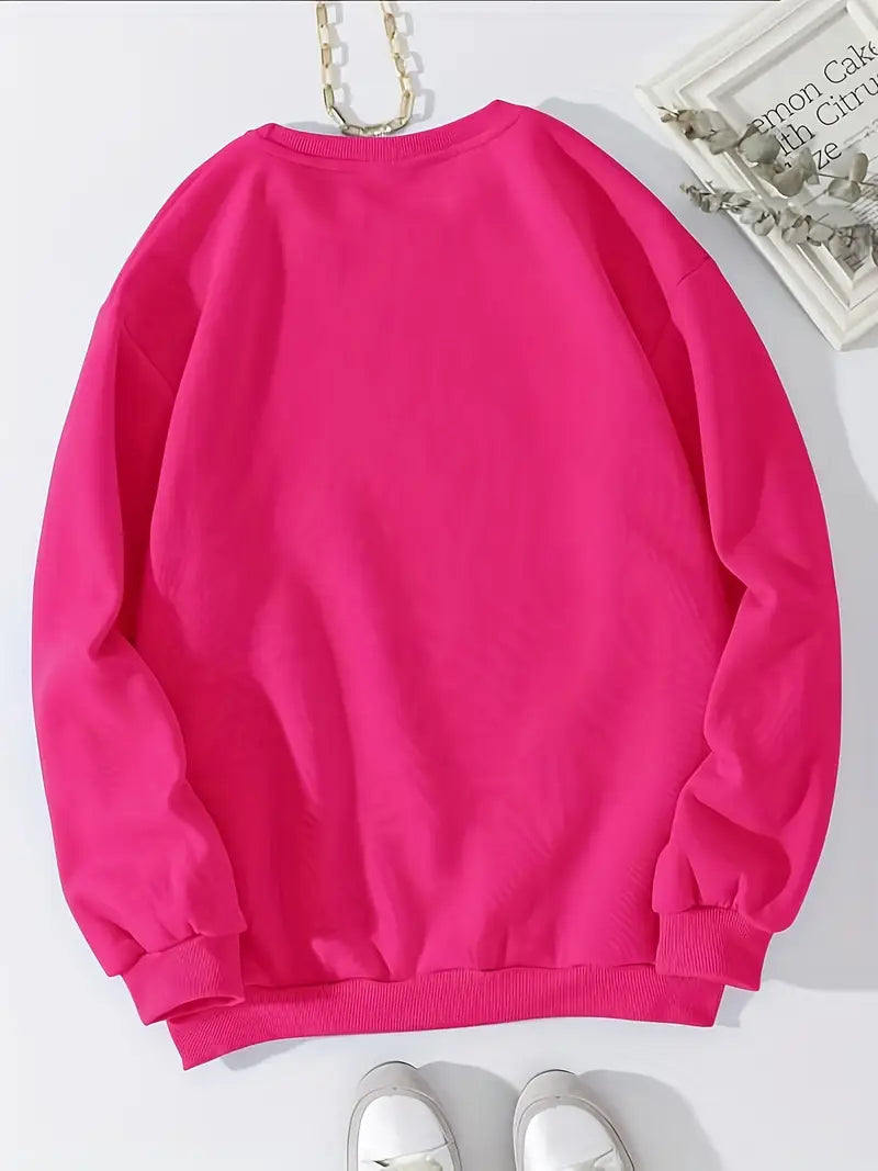 Heart Print Crew Neck Sweatshirt