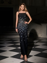 Spaghetti Rhinestone Bandage Maxi Dress - View 3