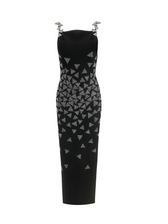 Spaghetti Rhinestone Bandage Maxi Dress - View 7