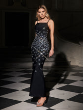 Spaghetti Rhinestone Bandage Maxi Dress - View 2