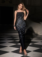 Spaghetti Rhinestone Bandage Maxi Dress