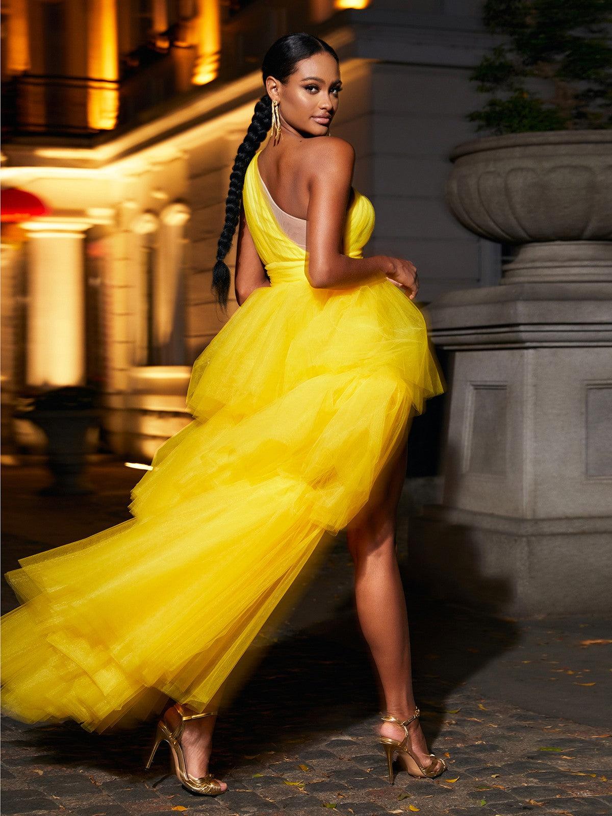 Essie One Shoulder Tulle Maxi Dress 3