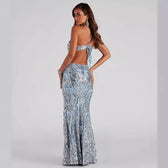 Deep V-Neck Sequin Dress