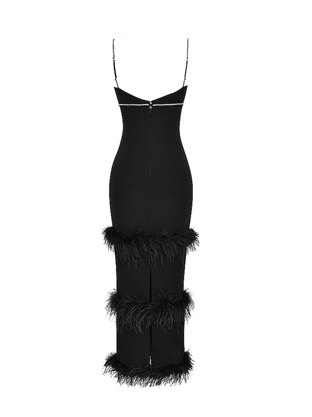 Evolet Rhinestone Feather Bandage Dress 8