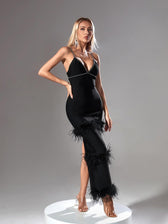 Evolet Rhinestone Feather Bandage Dress 4