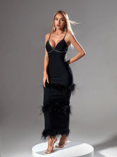 Evolet Rhinestone Feather Bandage Dress 3