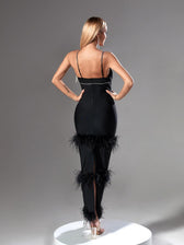 Evolet Rhinestone Feather Bandage Dress 5