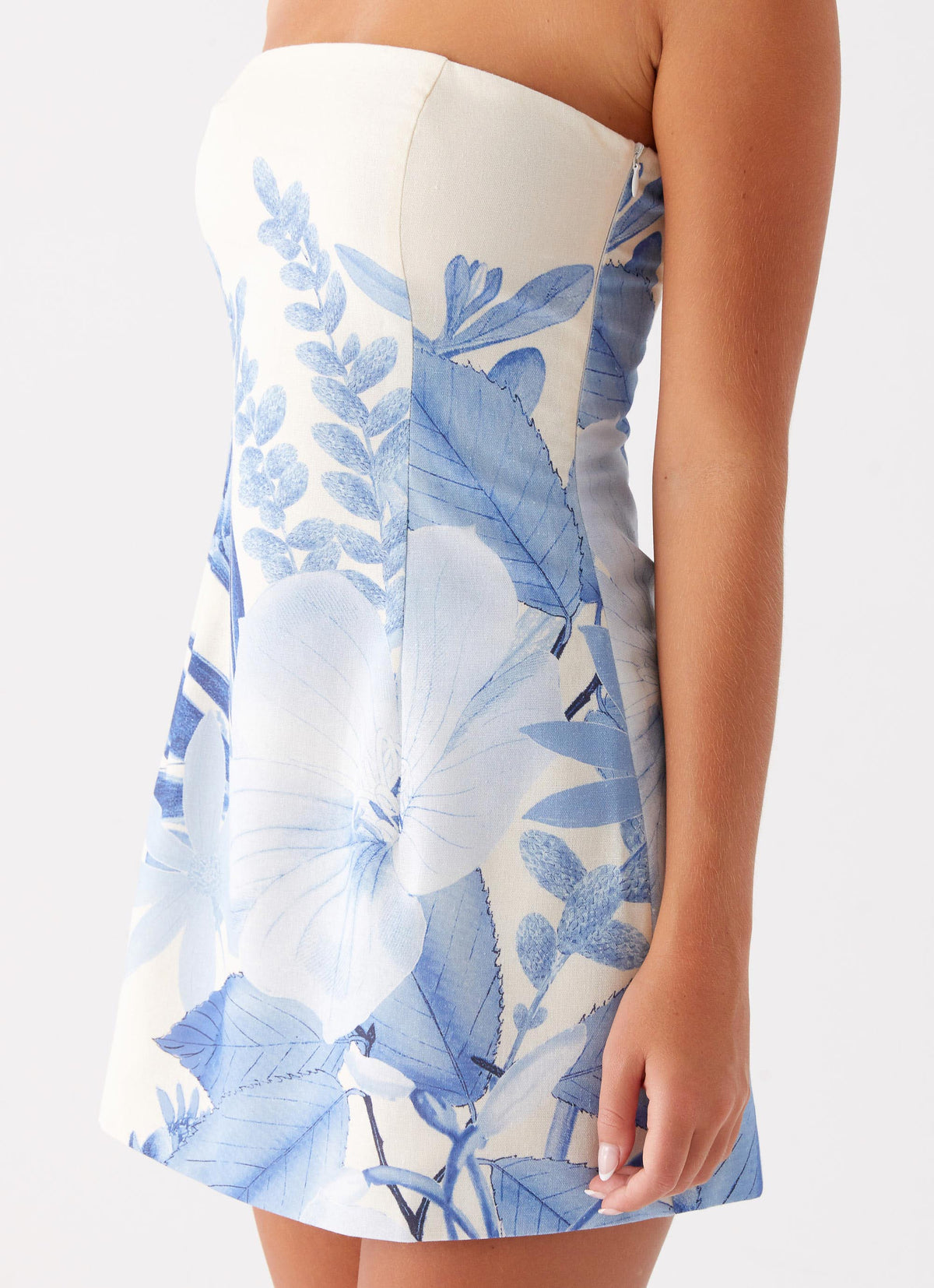 Floral Print Strapless Structured A-Line Mini Dress 5