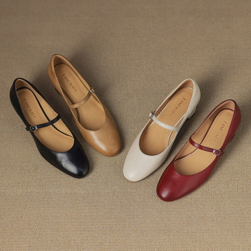 Square Toe Buckle Strap Block Heel Mary Jane Pumps