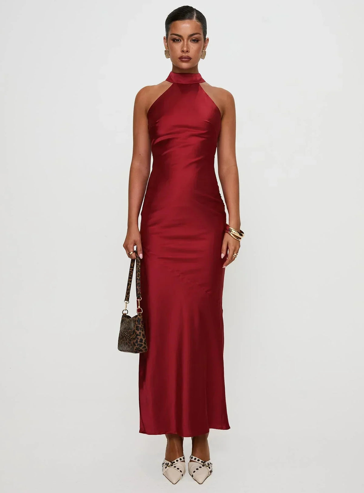 Mordecai Halter Maxi Dress Burgundy