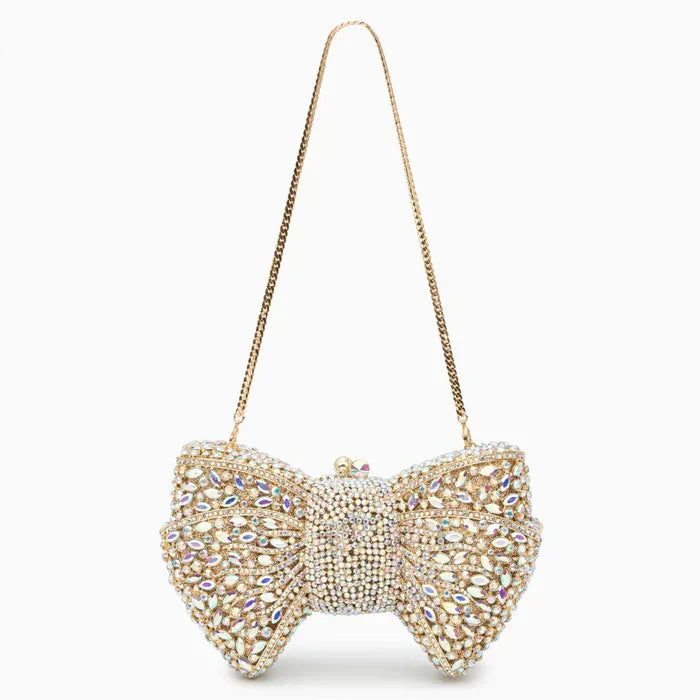 Crystal Embellished Bow Evening Clutch